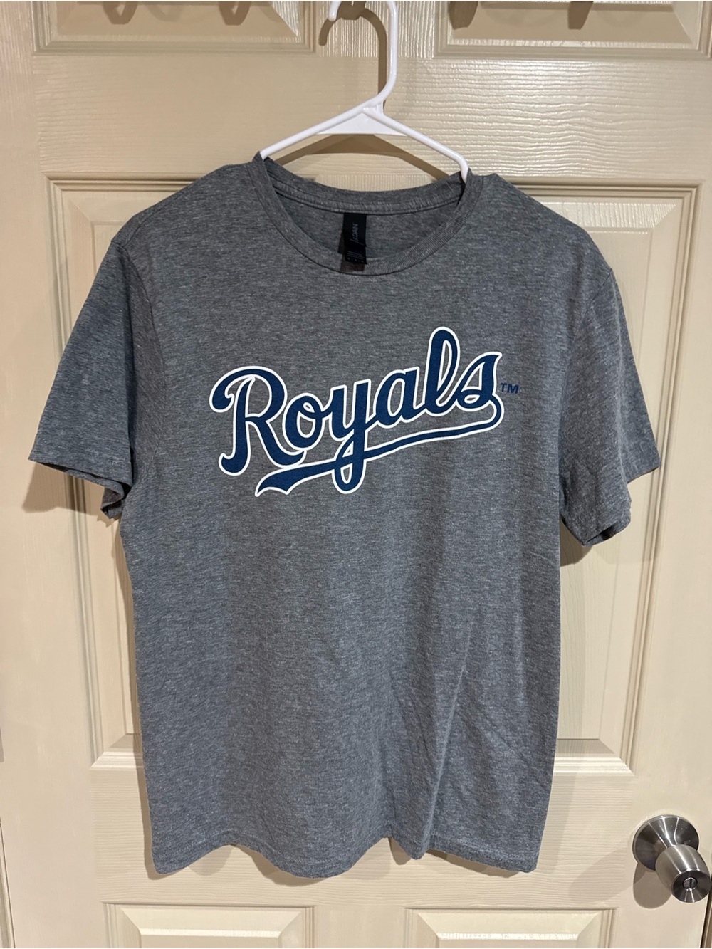 Gildan Gray KC Royals Script Short Sleeve Tee